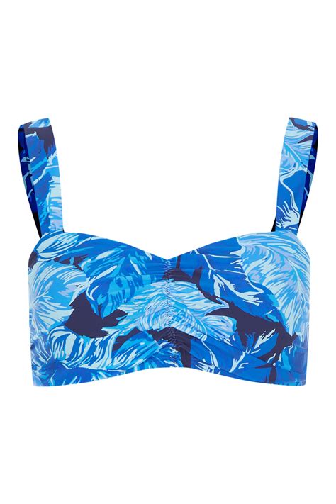 All Over Palm Print Bikini Top with Twist Front Bonmarché