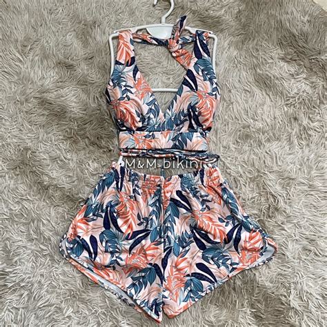 ชดวายนำสาวอวบ xl xxl บราผกคอผกหลง กางเกงขาสน mm bikini ThaiPick