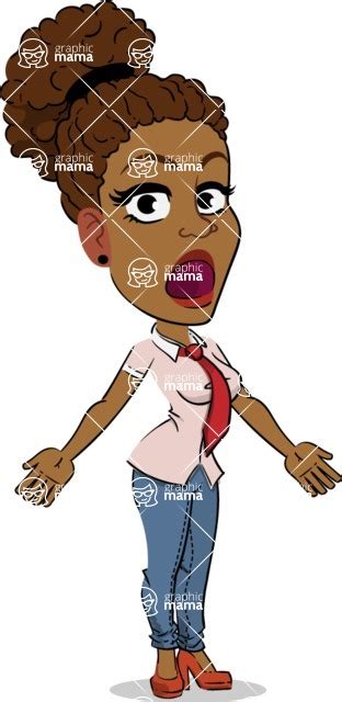 Flat Cartoon African American Girl With Stunned Face Graphicmama