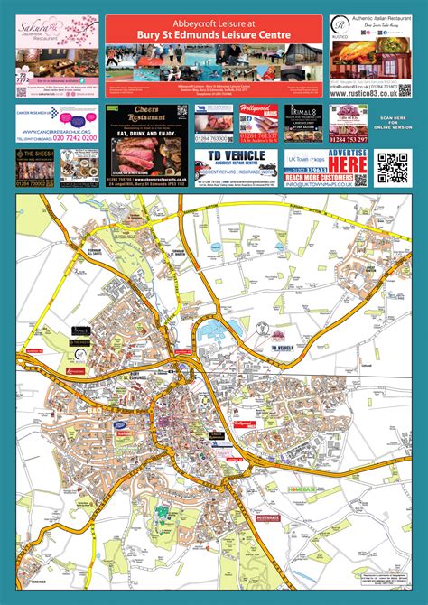 Bury St Edmunds Sited Map : UK Town Maps