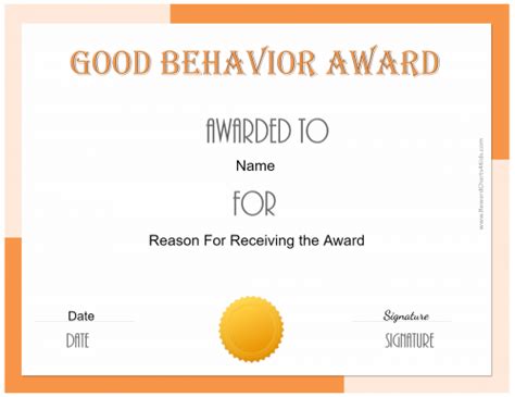 good behavior certificate printable | Behavior, Printable certificates, Best