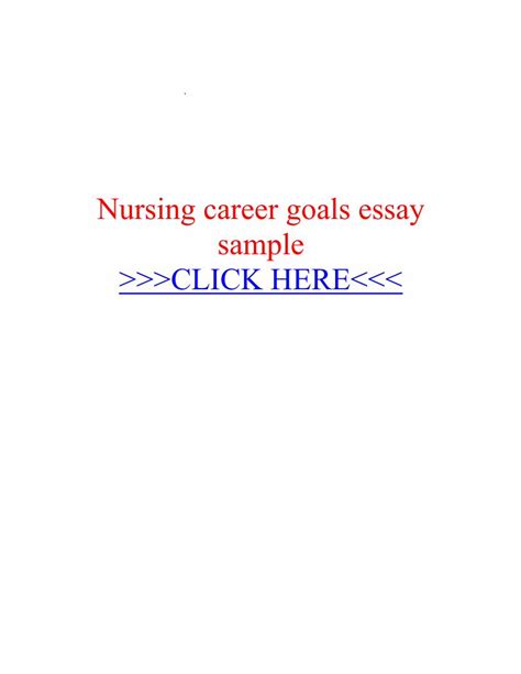 Pdf Nursing Career Goals Essay Sample · Nursing