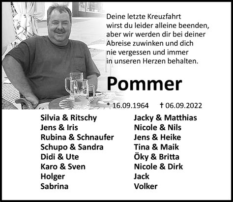 Traueranzeigen Von Pommer Trauer Anzeigen De