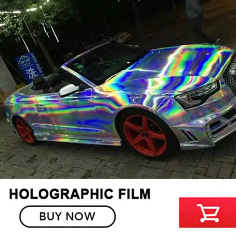 Holographic Chrome Silver Black Red Blue Purple Holographic Vinyl Wrap