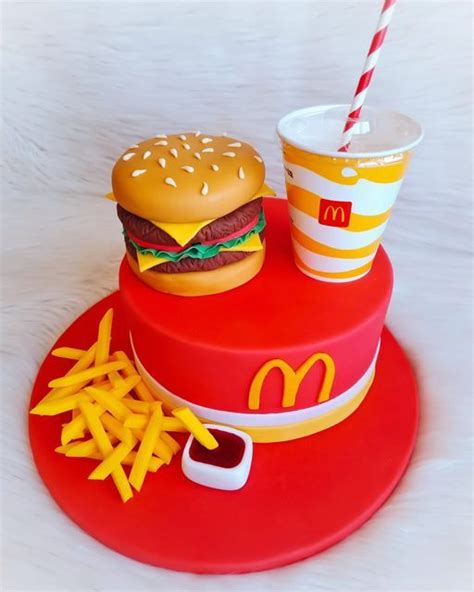 Hamburgers Mcdonalds Ketchup Cheeseburger Fondant Birthday Cake