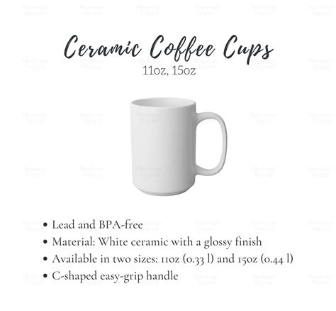 Mug Size Chart Cup Size Chart Mug Mockup 11oz 15oz Mug Size Etsy