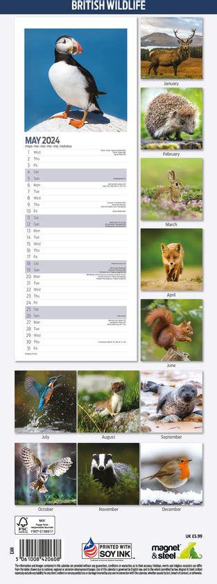 British Wildlife Kalender Slimline Bol