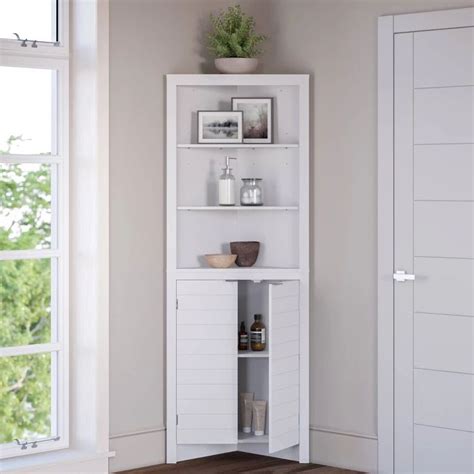 Tall Corner Bathroom Cabinet White Rispa