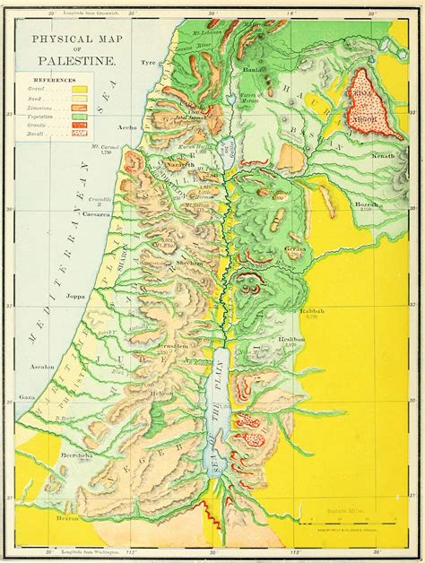 PHYSICAL MAP OF PALESTINE. - The Rand-McNally Bible Atlas - Bible Atlas ...