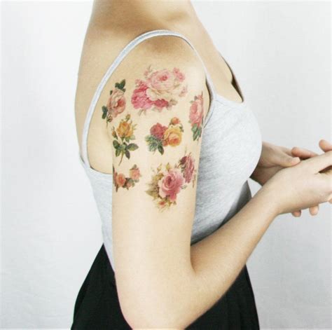 Vintage Roses 7 Temporary Tattoos Etsy Finds