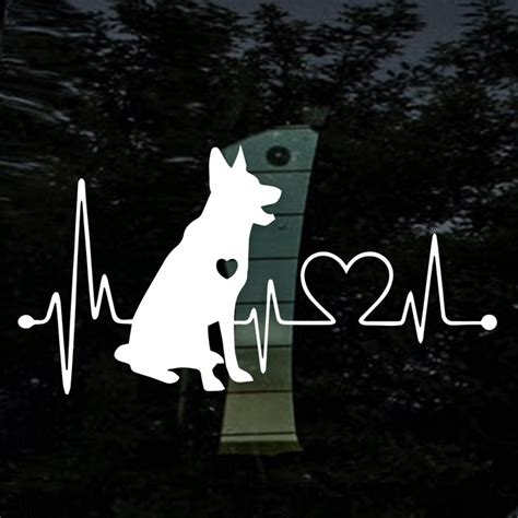 German Shepherd Heartbeat Heart Lifeline Car Decal Sticker Decalfly