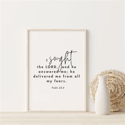 I Sought the Lord, Bible Verse Printable, Home Décor, Scripture Wall ...