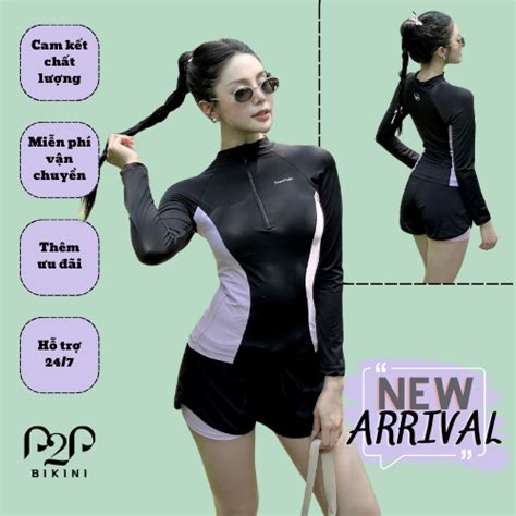 Đồ bơi Nữ P2P BIKINI một mảnh dài tay quần short hai lớp P2P Bikini