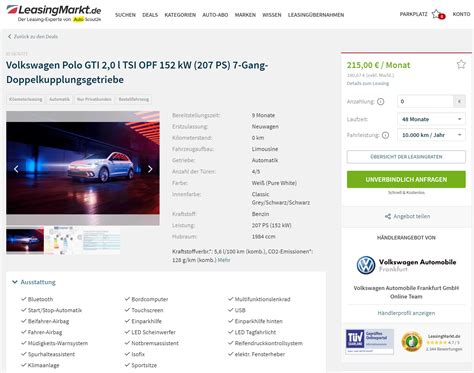 Vw Polo Gti Im Leasing F R Euro Im Monat Brutto Ntv Autoleasing