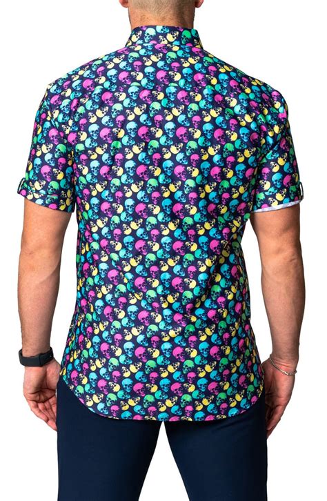 Maceoo Galileo Skull Regular Fit Short Sleeve Button Up Shirt Nordstrom