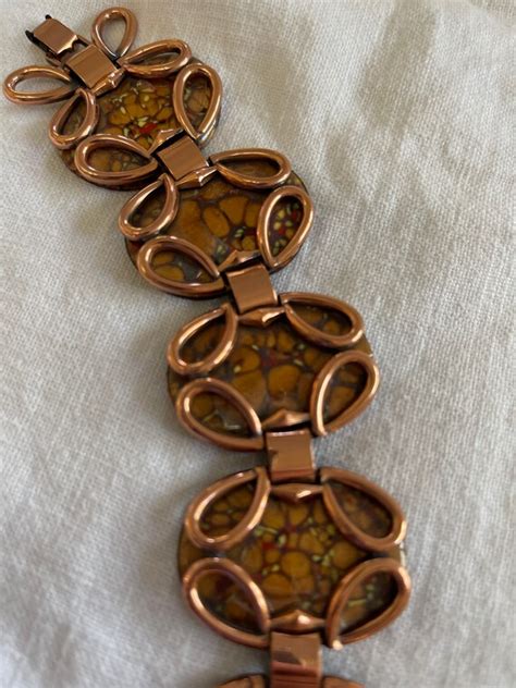 Mint Guinevere Renoir Matisse Copper Enamel Bracelet Gem