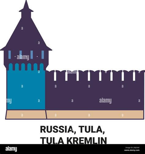 Russia, Tula, Tula Kremlin travel landmark vector illustration Stock ...