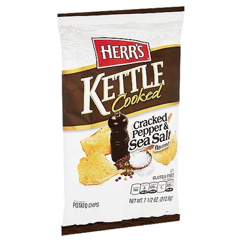 Herrs Kettle Cooked Cracked Pepper And Sea Salt Flavored Potato Chips