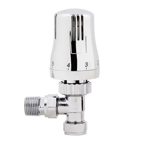 Optima Chrome Effect TRV Thermostatic Radiator Valve Angle 15mm At