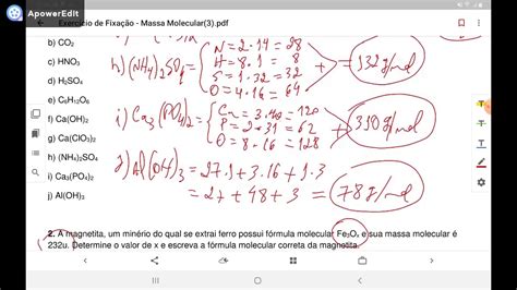 Exercicios De Massa Molar BRAINCP