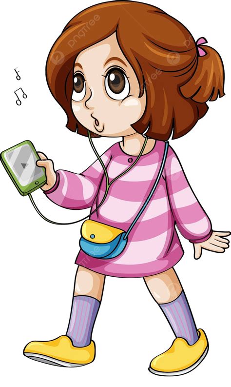 A Young Woman Of Asian Descent Immersed In The Melody Of Music Vector