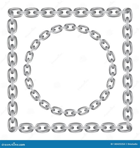 Vector Metal Chain Round And Square Borders Stock Vector Illustration