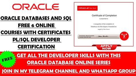 Oracle Databases And SQL Free Online Courses With Certificates PL SQL