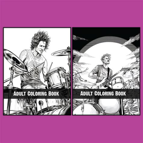 Rock And Roll Coloring Book Adult Coloring Rock Music Heavy Metal Hair Bands Therapy 40 Digital