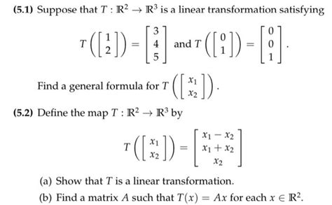 Solved Suppose That T R R Is A Linear Transformation Chegg