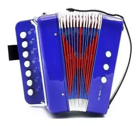 Sanfona Mini Acordeon Infantil 3 Baixos Gaita Estilo Azul Frete grátis