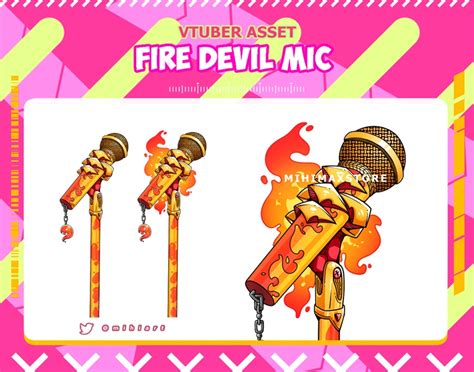 Vtuber Asset Fire Devil Mic For Prop Asset 2d 3d Vtuber Mihimaxs