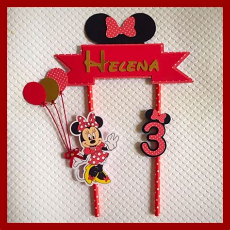 Cake Topper Minnie Vermelha Elo Produtos Especiais