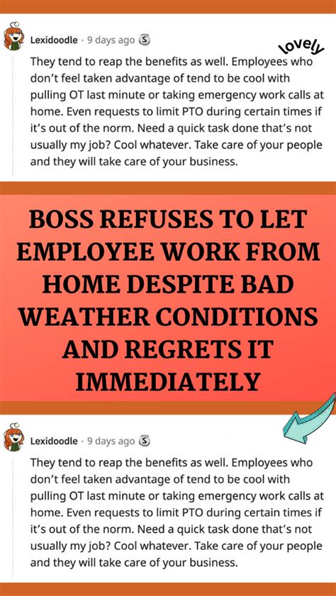 Boss Refuses To Let Employee Work From Home Despite Bad Weather