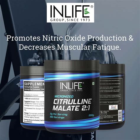 Buy INLIFE MICRONIZED CITRULLINE MALATE POWDER 2 1 SUPPLEMENT 200 GRAMS