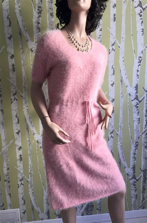 Vintage Angora Dress Pink Hudsons Bay Company Lambswool Hong Kong Rare