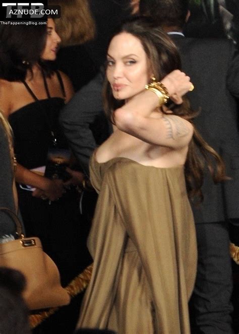 Angelina Jolie Sexy Seen Flaunting Her Hot Cleavage At The Eternals Premiere In La Aznude