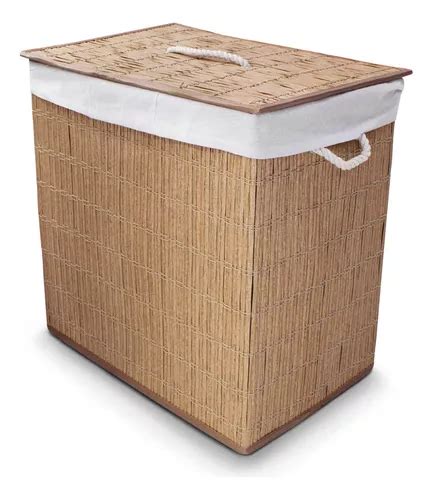 Cesto De Ropa Sucia Triple Organizador De Bamb Plegable Color Nude