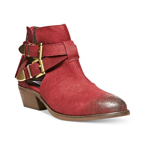 Steve Madden Cinch Booties In Burgundy Suede Red Lyst