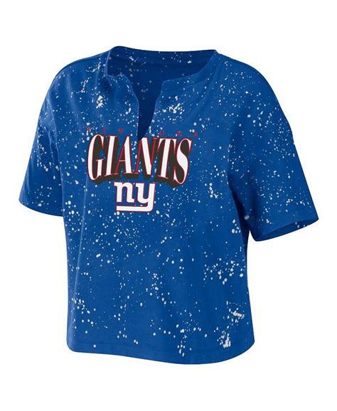 Wear By Erin Andrews Womens Royal New York Giants Bleach Wash Splatter