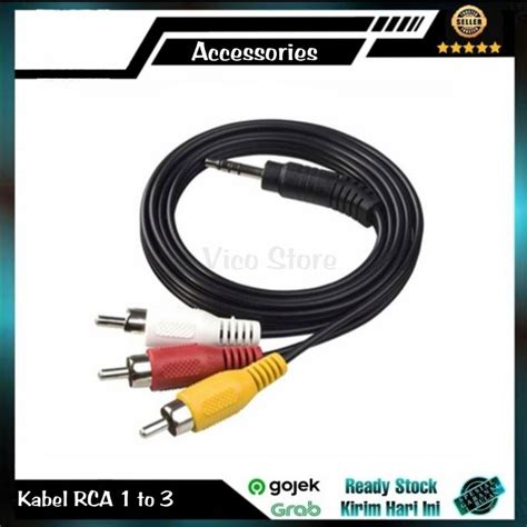 Jual Kabel Audio Video AV AUX To RCA Merah Putih Kuning 1 To 3 Gold