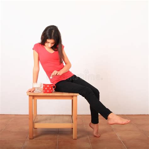 Kid Girl Putting On Shoes On Swing Stock Image Image Of Dressing