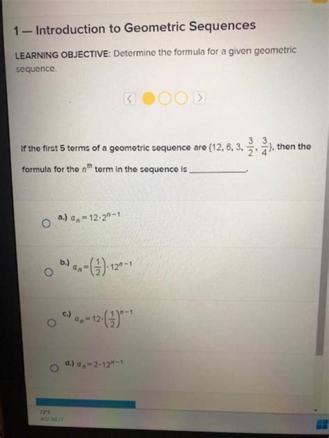 Solved 1 Introduction To Geometric Sequences LEARNING