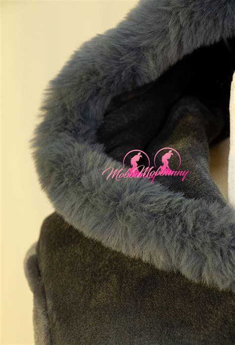 Plus Size Pm Derivative Fluffy Bodycon Romper Sexy Lingerie Furry Hooded Bodysuit Top
