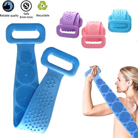 Silicone Body Scrubber Bath Towel Belt 2 Sided Exfoliating Shower Wash