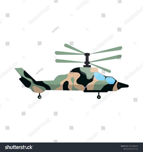 Military Helicopter Two Propellers Cartoon Illustration Stock Vector