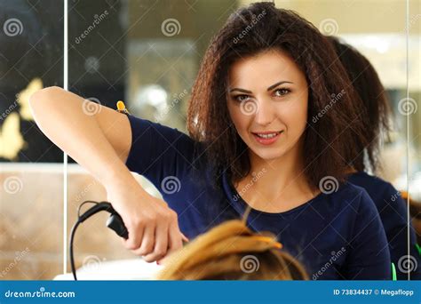 Portrait Of Beautiful Brunette Female Hairdresser Stock Image Image Of Hairdresser Business