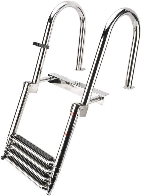 Hyddnice Boat Ladder 4 Step Pontoon Boat Ladder Foldable