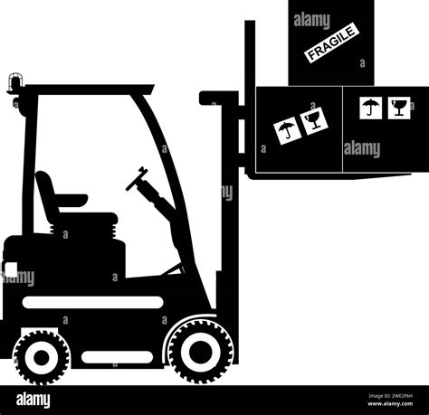 Silueta De Carretilla Elevadora De Ruedas Con Icono De Cajas De Carga