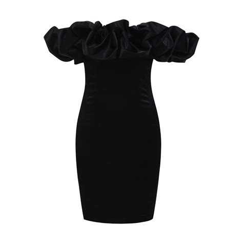 Off Shoulder Short Sleeve Frill Mini Bodycon Dress Wolddress