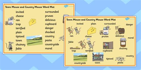 The Town Mouse And The Country Mouse Word Mat Teacher Made